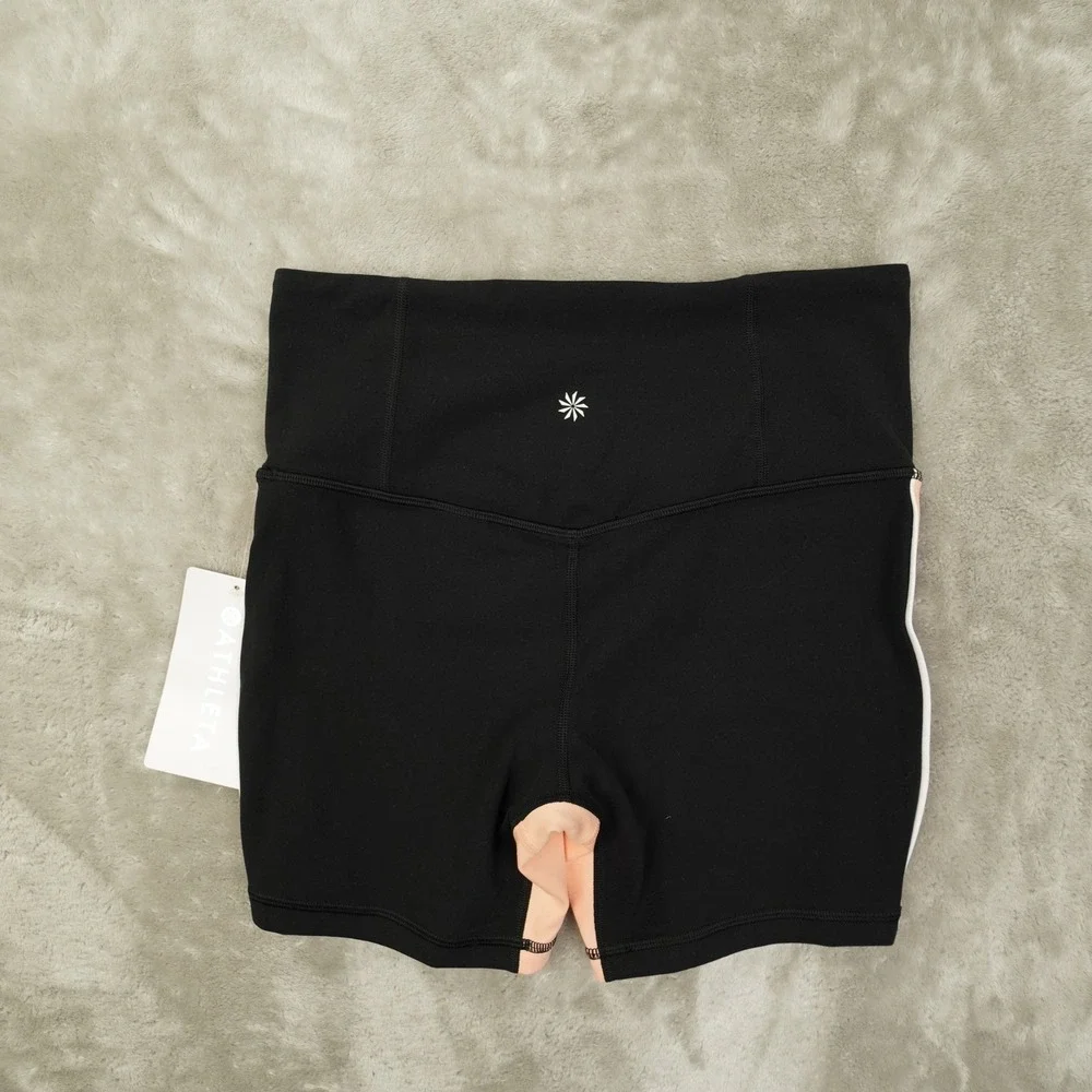 Athleta Elation Tipped Shortie Women's Medium Black Pink Mid Rise 782124 - Picture 11 of 11